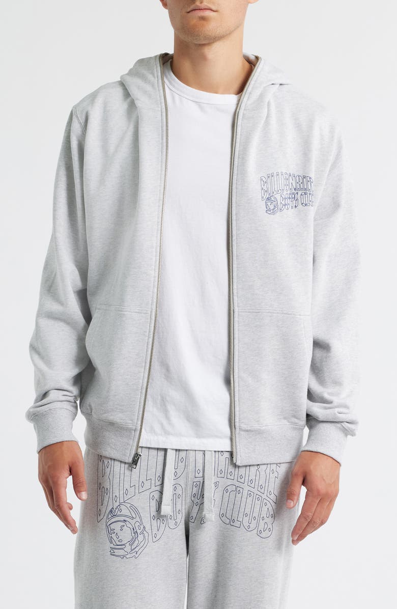 Billionaire Boys Club Small Curve Graphic Zip Hoodie, Main, color, Heather Grey
