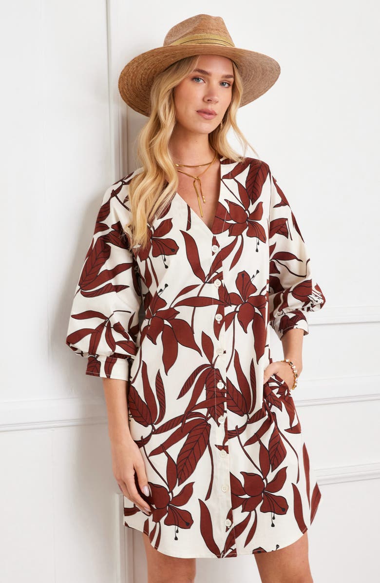 Karen Kane Lantern Sleeve Dress, Alternate, color, Print