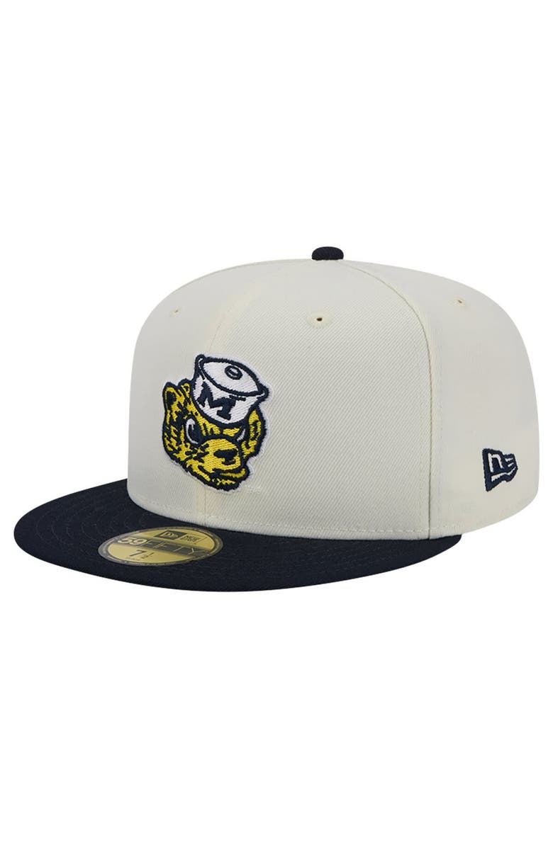 New Era Men's New Era Michigan Wolverines Chrome White Vintage 59FIFTY Fitted Hat, Main, color, 