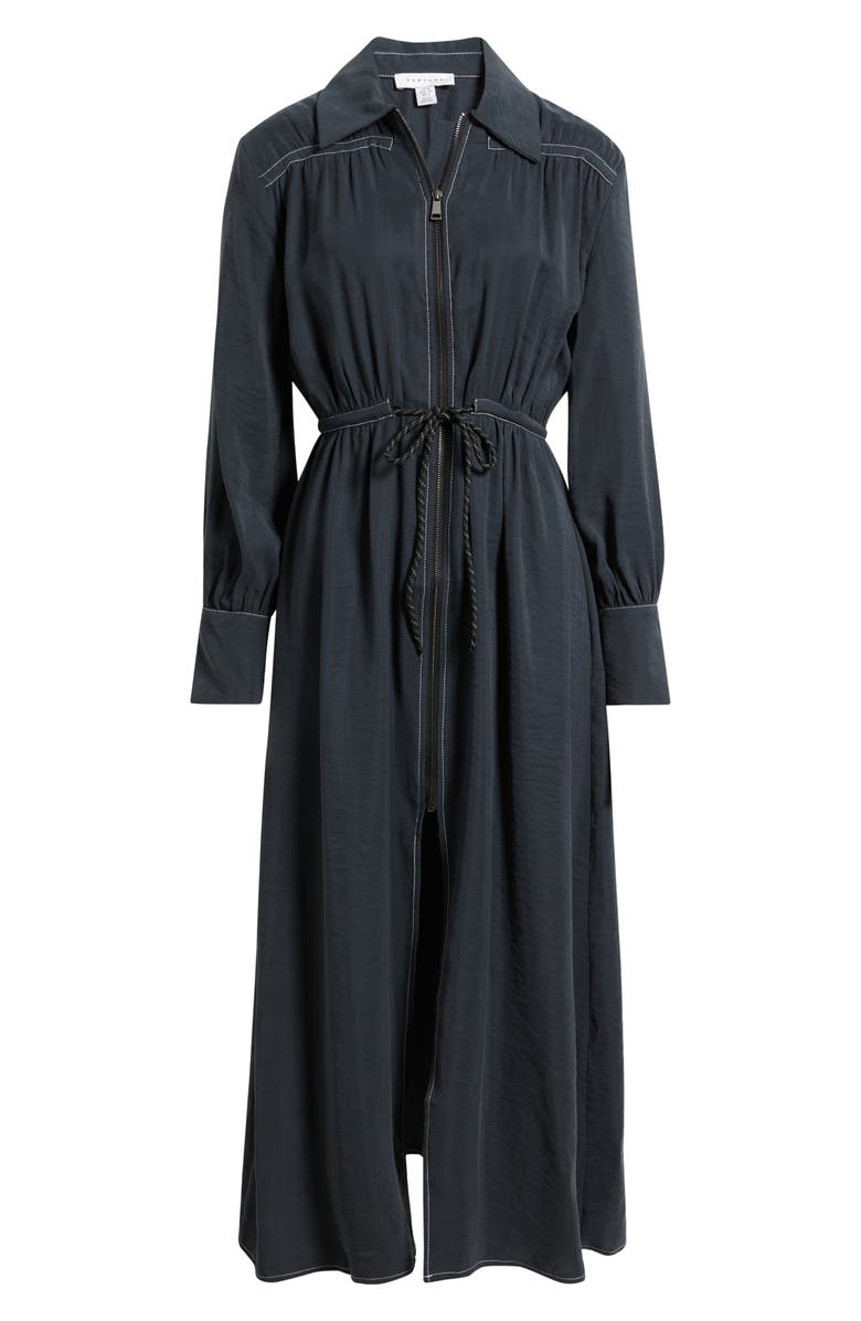 Topshop Long Sleeve Midi Shirtdress, Alternate, color,