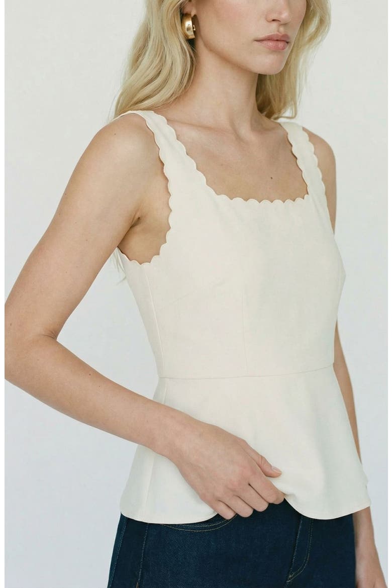Julietta Scallop Trim Peplum Top, Alternate, color, SNOW WHITE