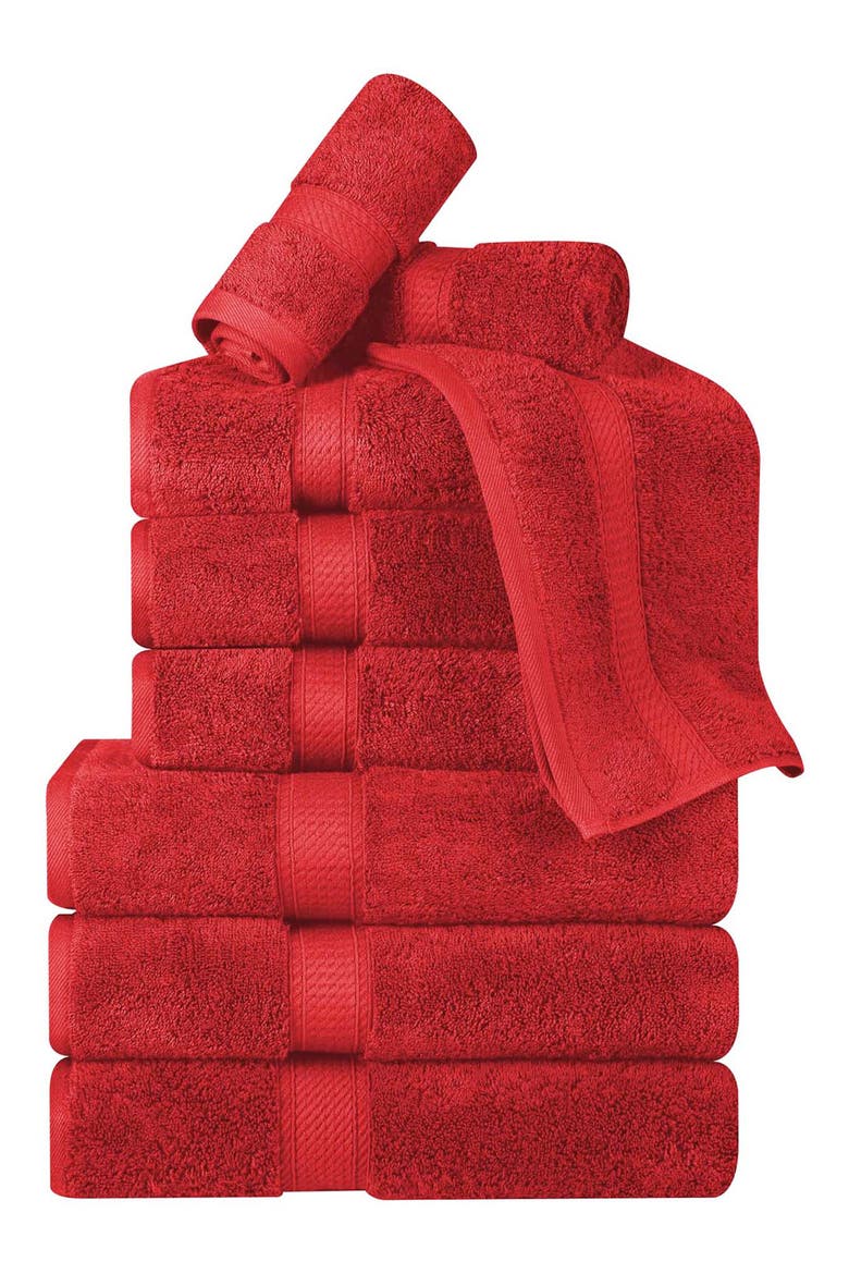 Egyptian Cotton 9-Piece Towel Set, Main, color, RED