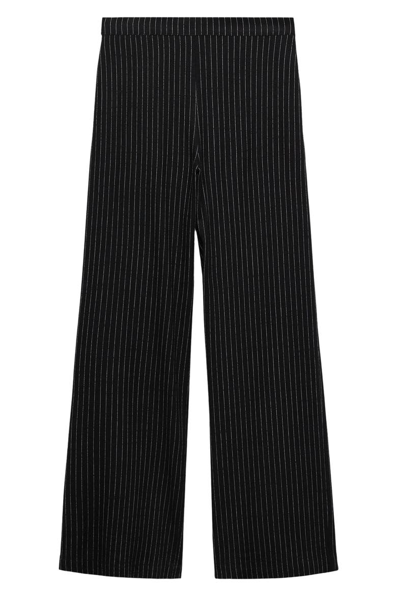 Pinstripe Straight Leg Pants, Alternate, color, BLACK