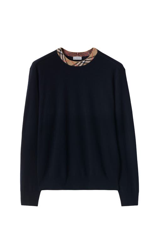Burberry Crew Neck Knitwear With Distinctive Patterned Collar