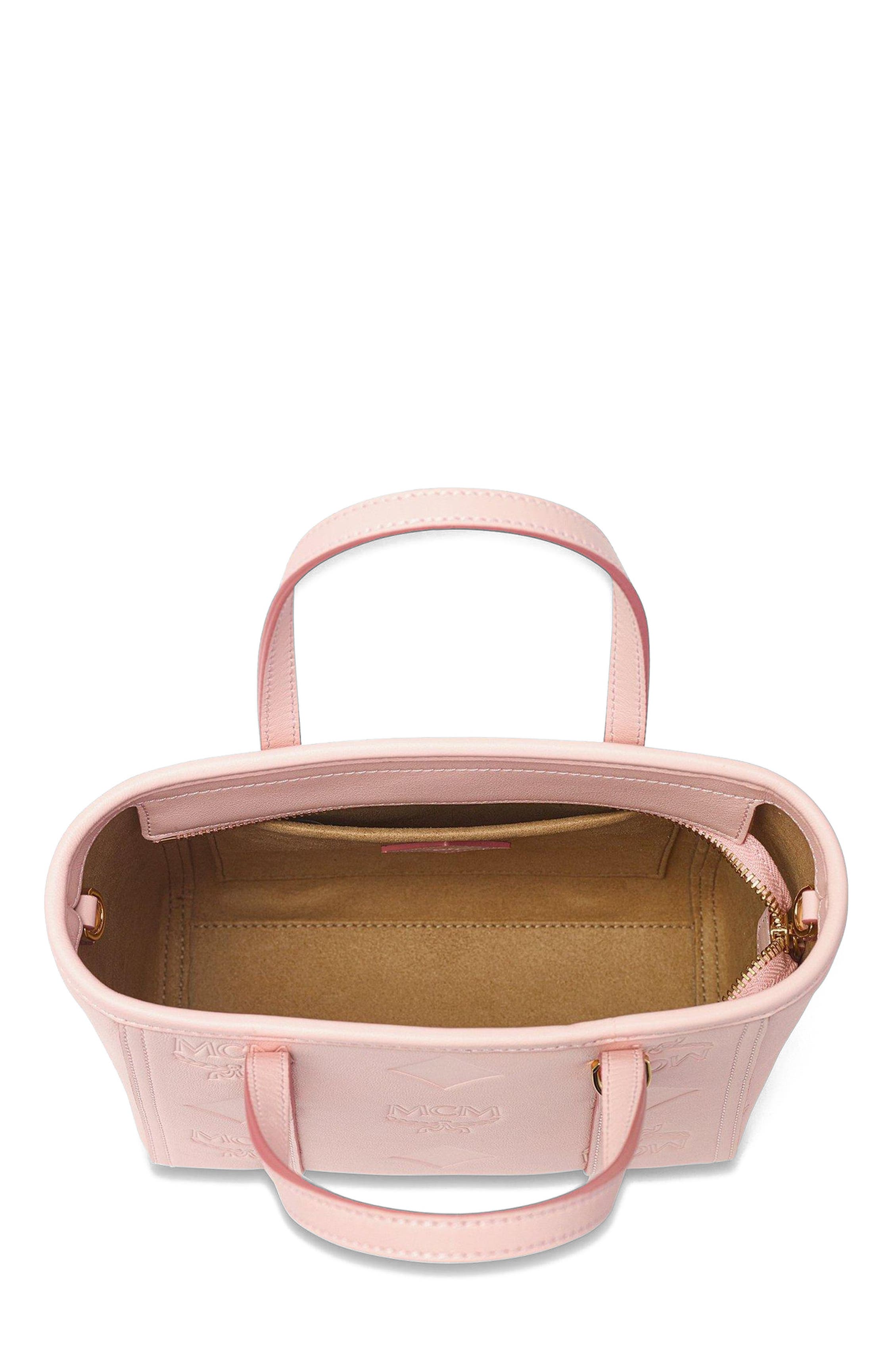 Mini Toni Top-Zip Shopper in Maxi Monogram Leather, Alternate, color, Lotus Pink