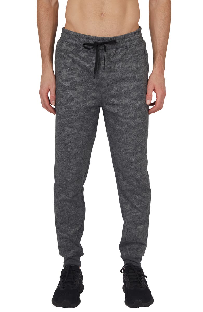 90 DEGREE BY REFLEX Camo Print Brushed Joggers, Main, color, Heather Charcoal