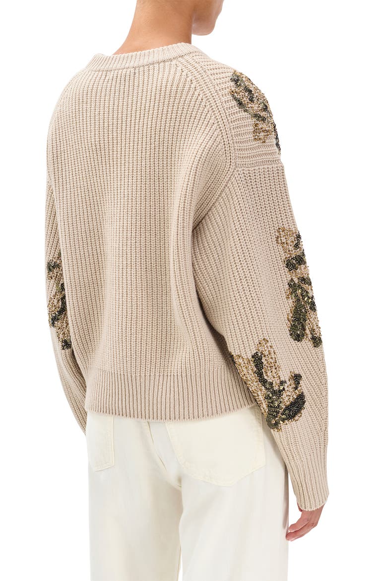 Julie Sequin Detail Wool Sweater, Alternate, color, BEIGE