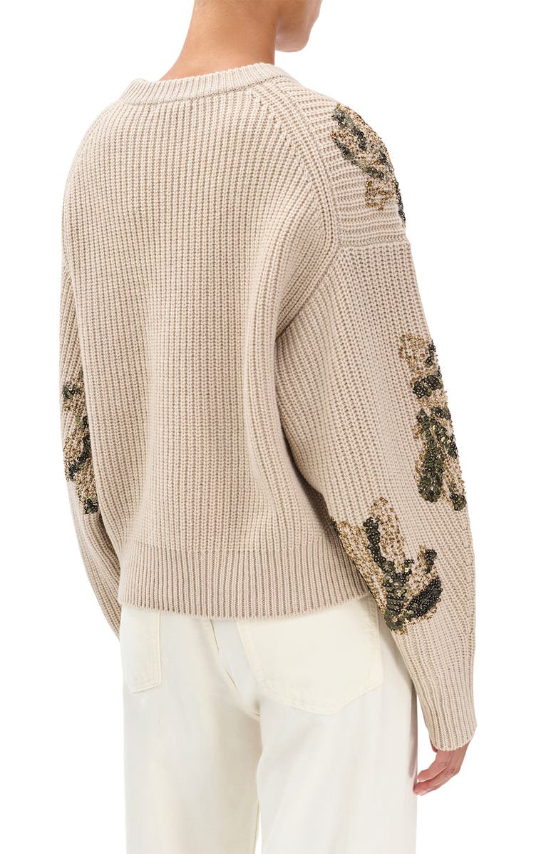 rag & bone Julie Sequin Detail Wool Sweater, Alternate, color, Beige
