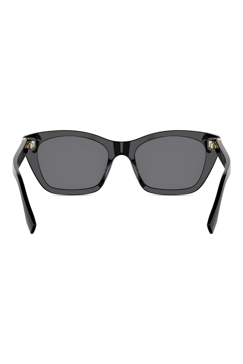 Forever Fendi 54mm Rectangular Sunglasses, Alternate, color, SHINY BLACK / SMOKE