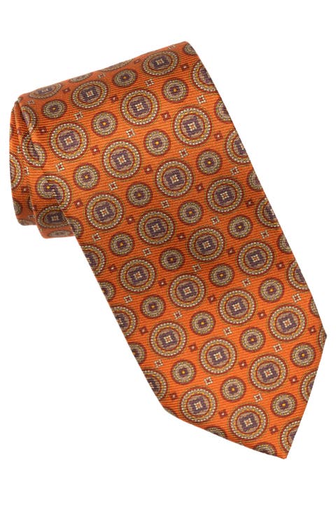 Farnese - Extra Long Printed Madder Silk Tie for Men