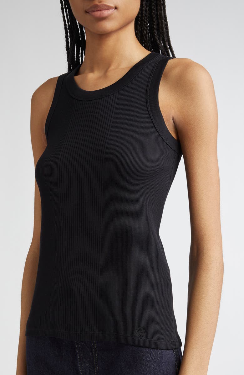 LOULOU DE SAISON Limba Mercerized Cotton Rib Tank, Alternate, color, Black