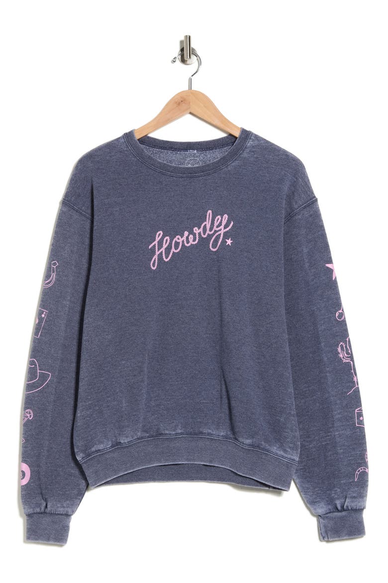 Howdy Girls Icons Graphic Sweatshirt, Alternate, color, BURNOUT BLUE