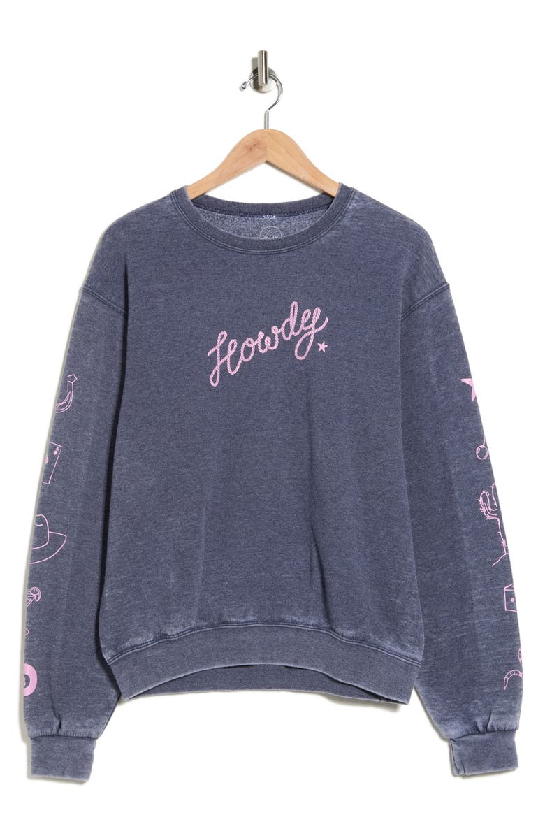 Hi Res Howdy Girls Icons Graphic Sweatshirt, Alternate, color, Burnout Blue