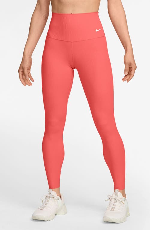 Nike Zenvy Gentle Support High Waist Rib Leggings In Pink