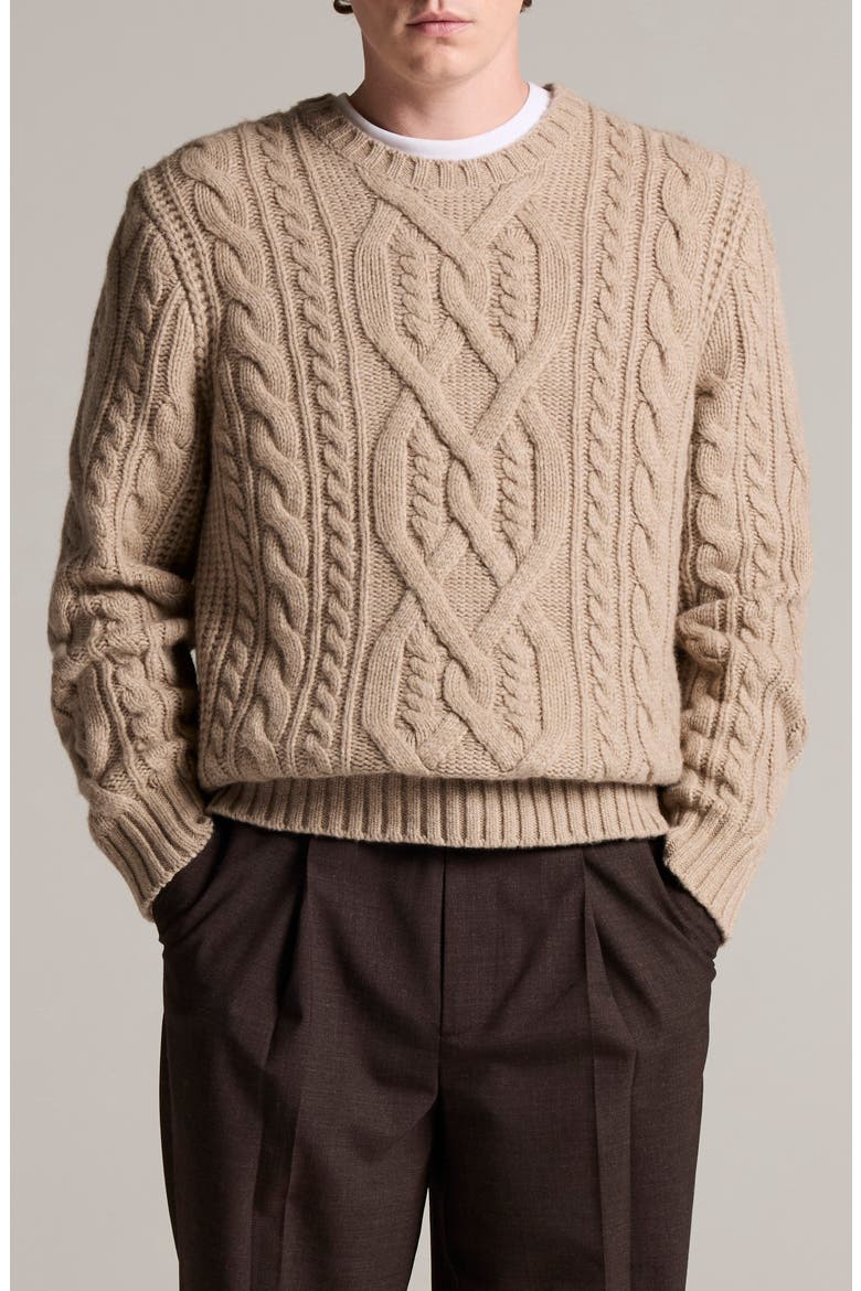 Mega Cable Crewneck Sweater, Main, color, H OATMEAL