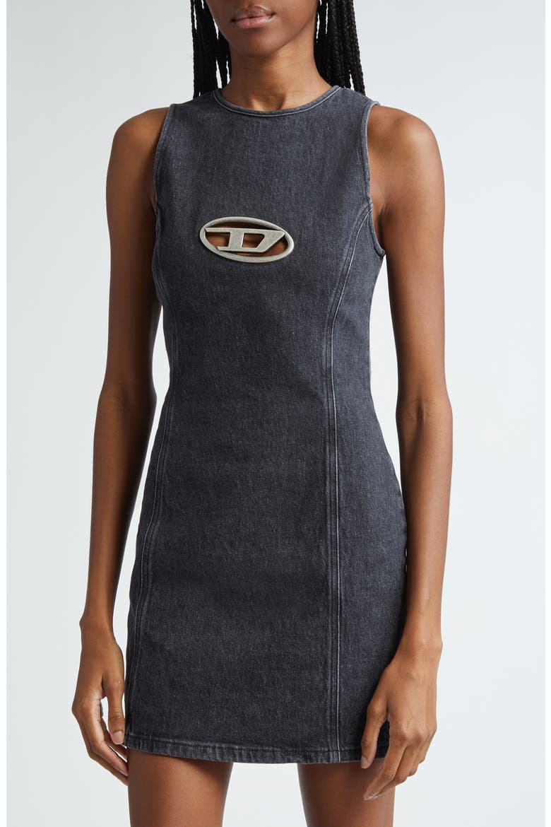 De-Ferriz Sleeveless Denim Dress, Alternate, color, BLACK/ DENIM