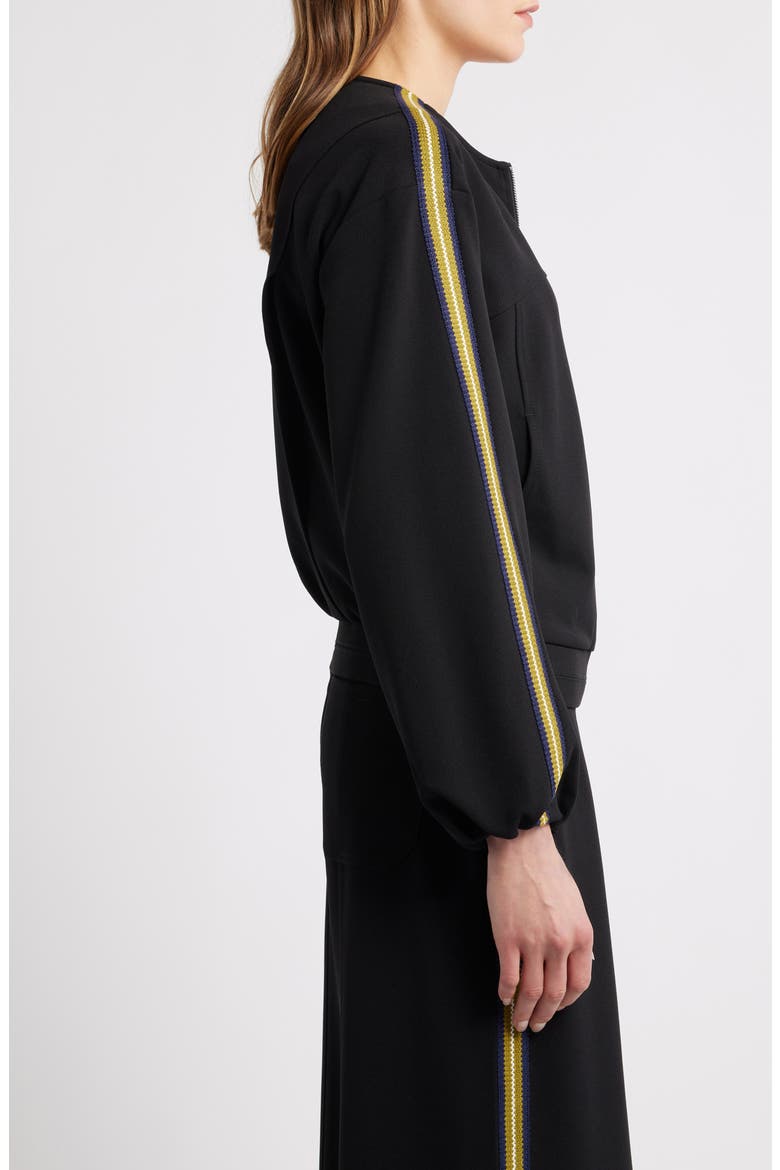 Stripe Trim Front Zip Jacket, Alternate, color, BLACK