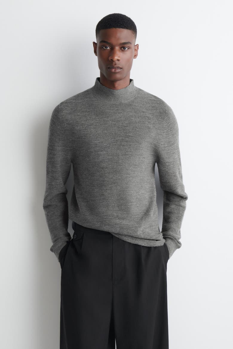 Wool Mock-Neck Sweater, Main, color, GRAY