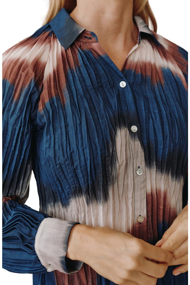 Pleated Raglan Sleeve Shirt, Alternate, color, MIDNIGHT TIDES PRINT