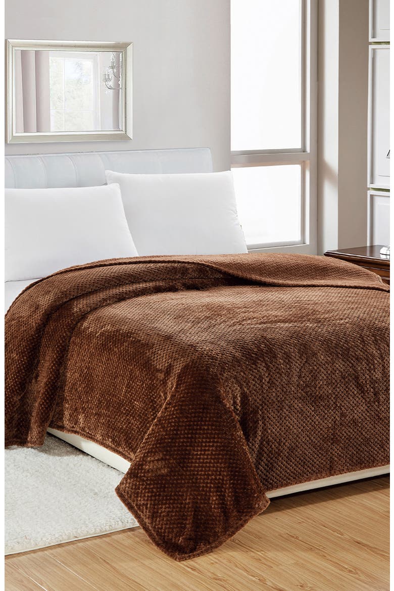Textured Fleece Throw Blanket, Alternate, color, CHOCOLATE