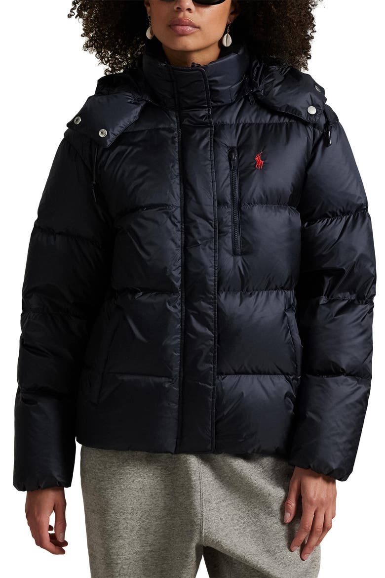 Down Puffer Jacket with Removable Hood, Main, color, RL NAVY