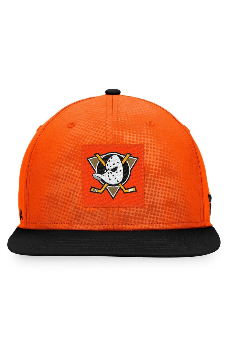 FANATICS Men's Fanatics Branded Orange/Black Anaheim Ducks Authentic Pro Alternate Logo Snapback Hat, Alternate, color,