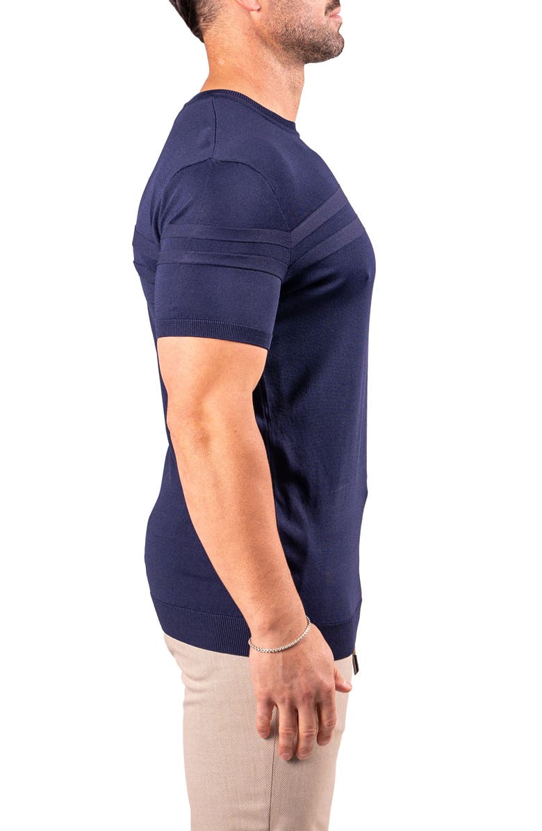 Maceoo Stripe Short Sleeve Sweater, Alternate, color, Blue