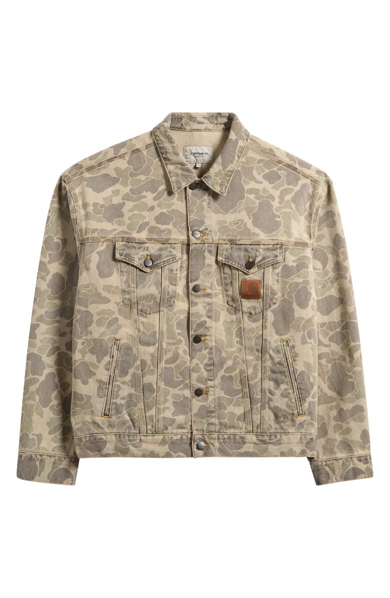 Carhartt Work In Progress Duck Camo Print Organic Cotton Denim Trucker Jacket, Main, color, 