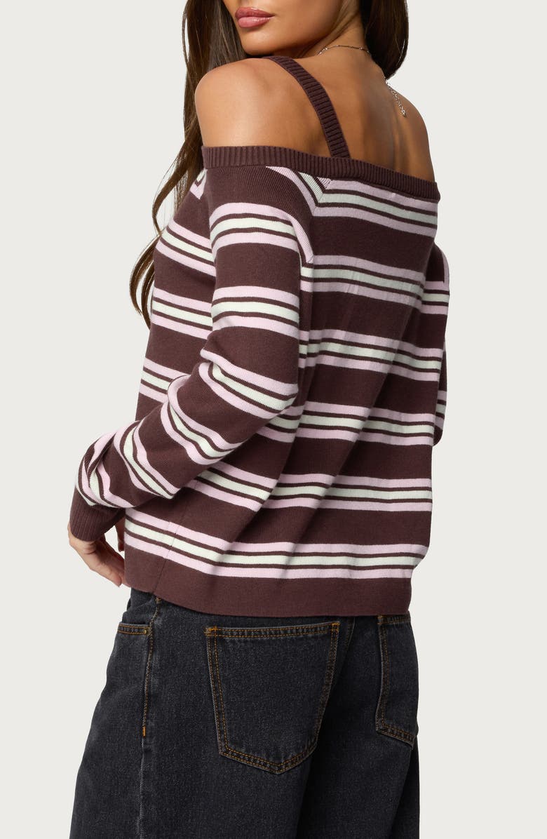 EDIKTED Shyla Stripe Off the Shoulder Sweater, Alternate, color, 