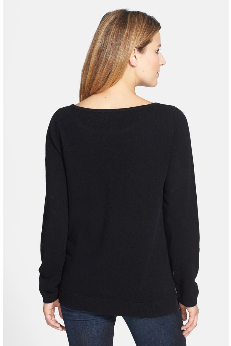 Ballet Neck Cashmere Sweater, Alternate, color, BLACK