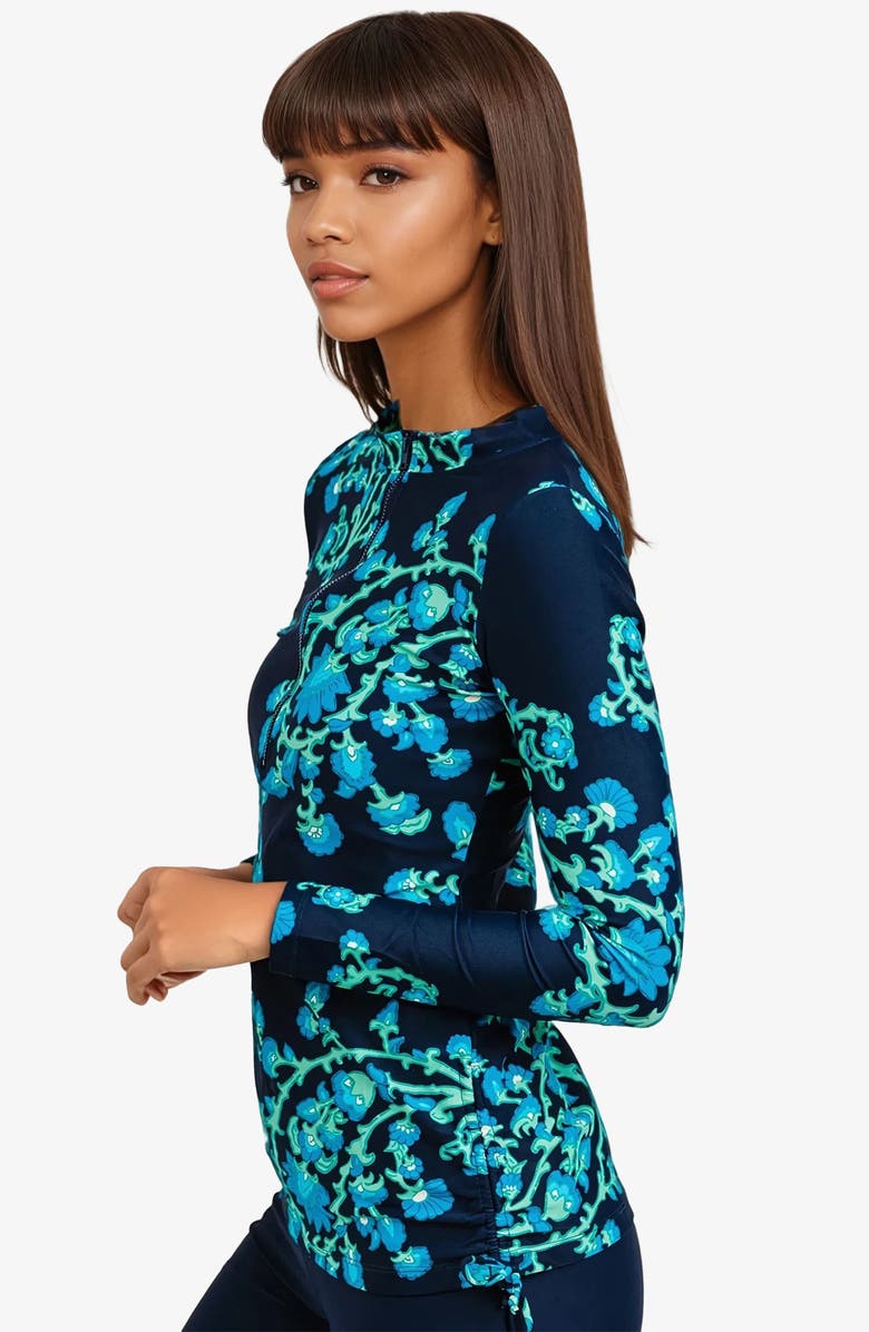 Calypsa Half-Zip Nora Swim Top, Alternate, color, Barbados Blue