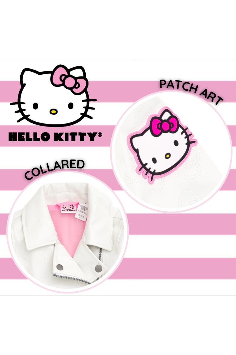 Zip-Up Leather Jacket, Alternate, color, Hello Kitty White