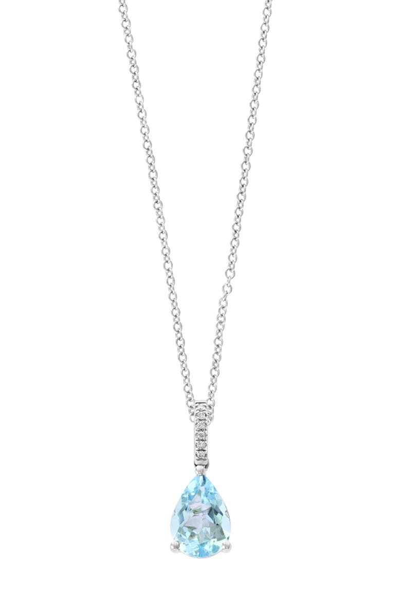 14K White Gold Diamond,Aquamarine Pendant, Alternate, color, 14K Gold