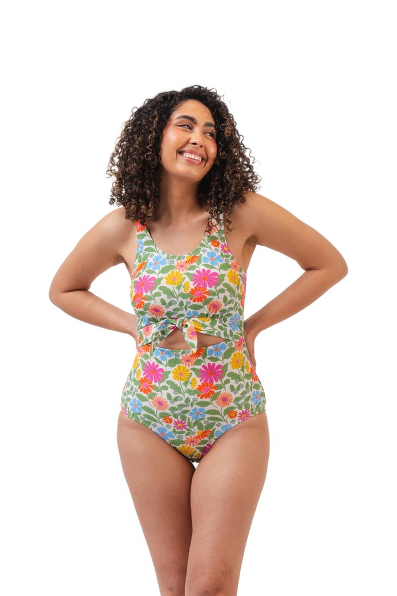 Knotted One-Piece, Main, color, Breezy Floral