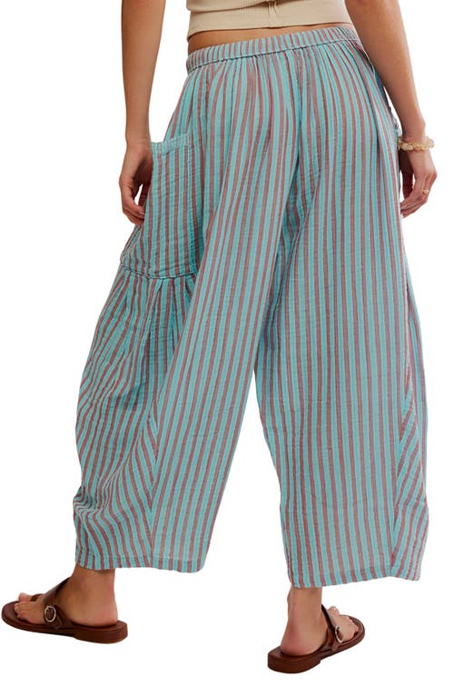 Free People Quin Stripe Cotton Drawstring Pants In Green