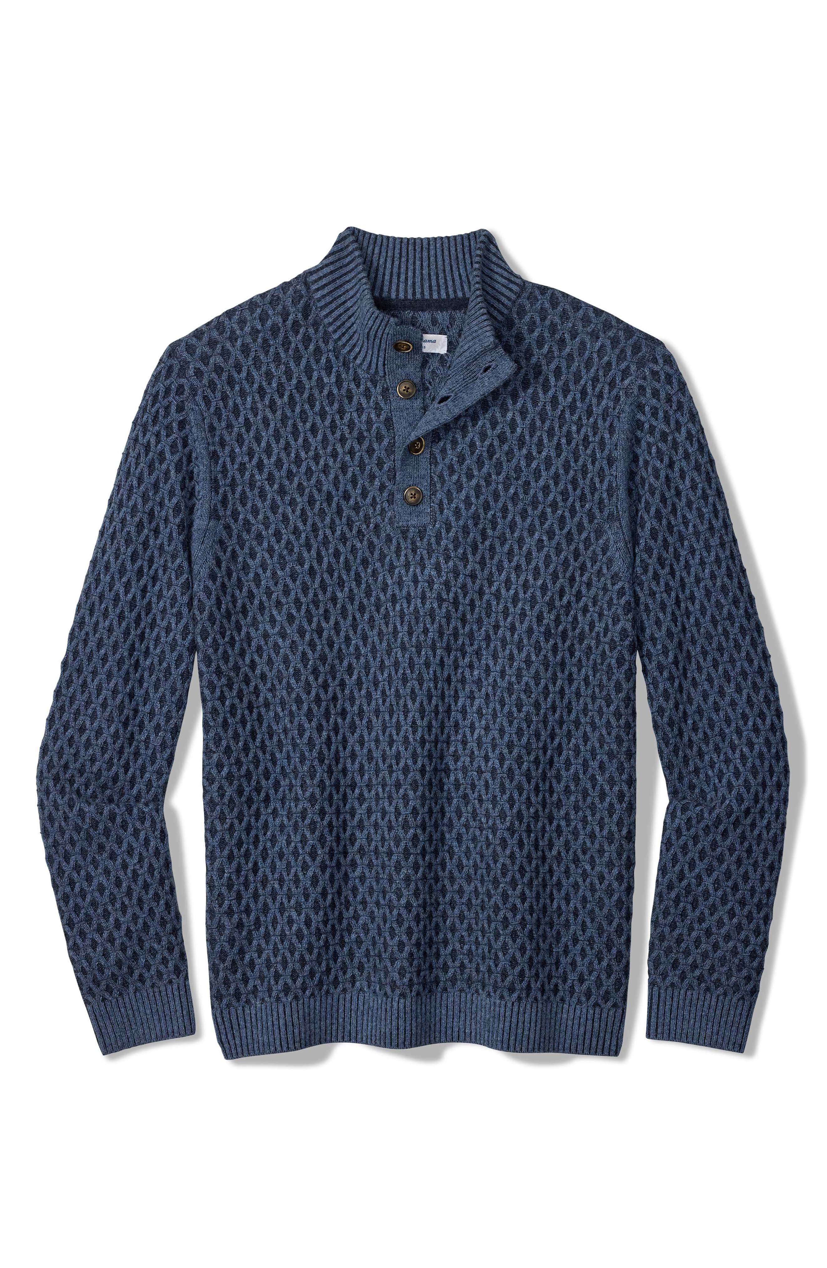 Cross Cable Button Neck Sweater