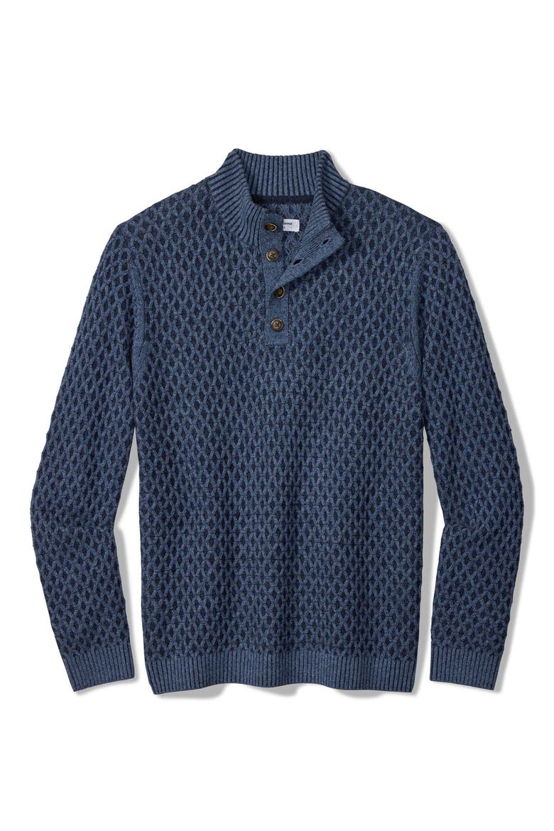 Cross Cable Button Neck Sweater, Main, color, COASTLINE