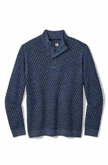Cross Cable Button Neck Sweater