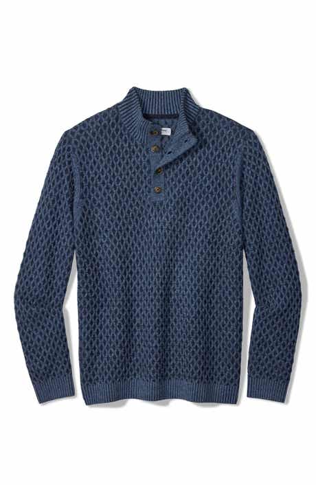 Cross Cable Button Neck Sweater