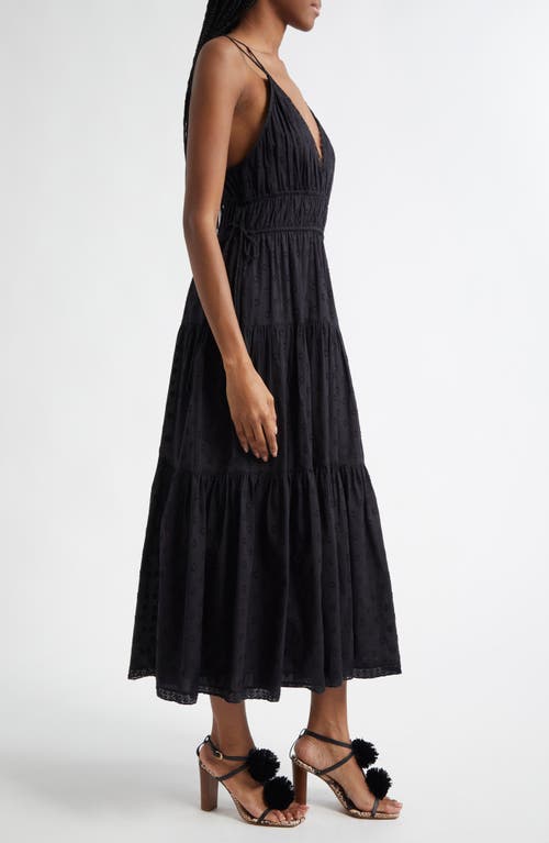 Ulla Johnson Freya Circle Jacquard Tiered Cotton Dress In Noir