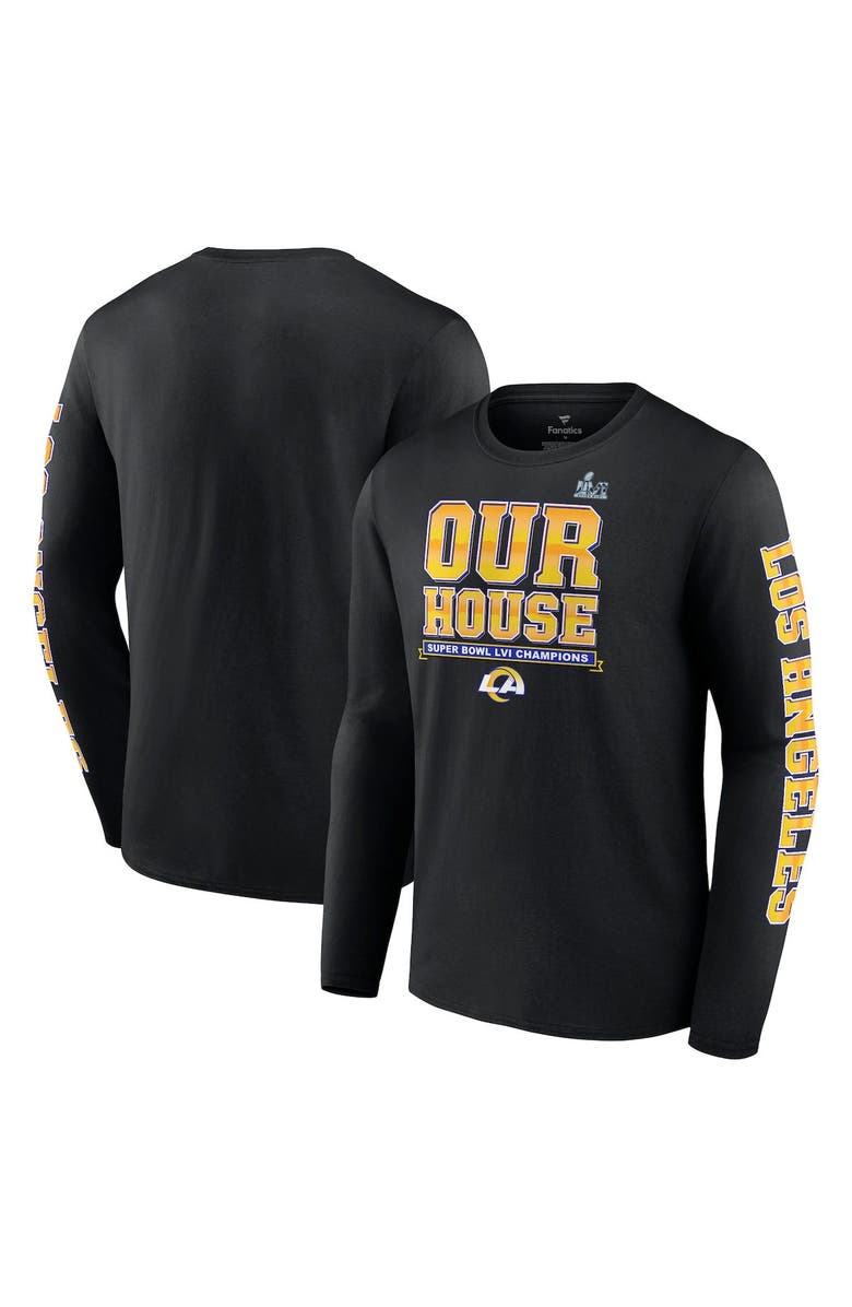 FANATICS Men's Fanatics Branded Black Los Angeles Rams Super Bowl LVI Champions Hometown Audible Long Sleeve T-Shirt, Main, color, 
