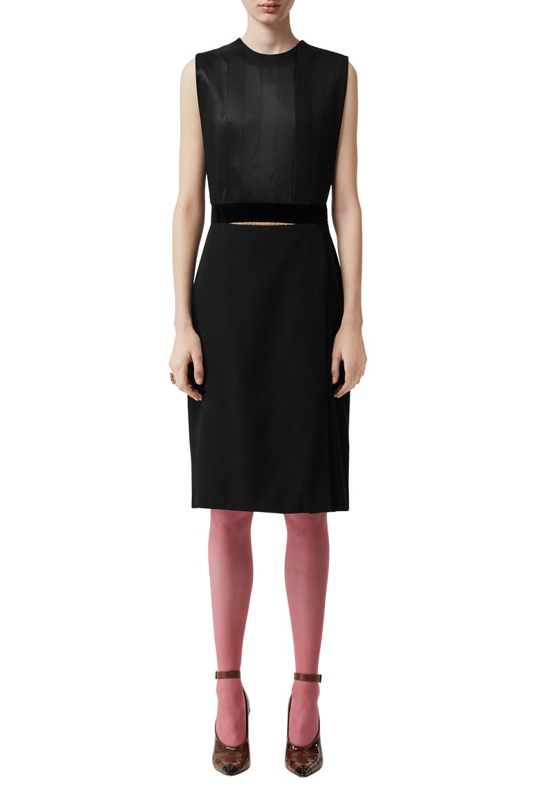Sleeveless Panel Skirt Detail Dress, Main, color, BLACK