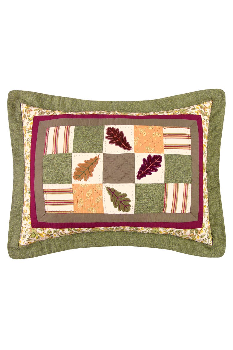 Falling Leaves Standard Pillow Sham 20" x 26", Main, color, Green