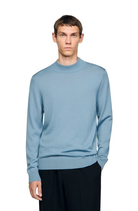 Wool sweater with high neck