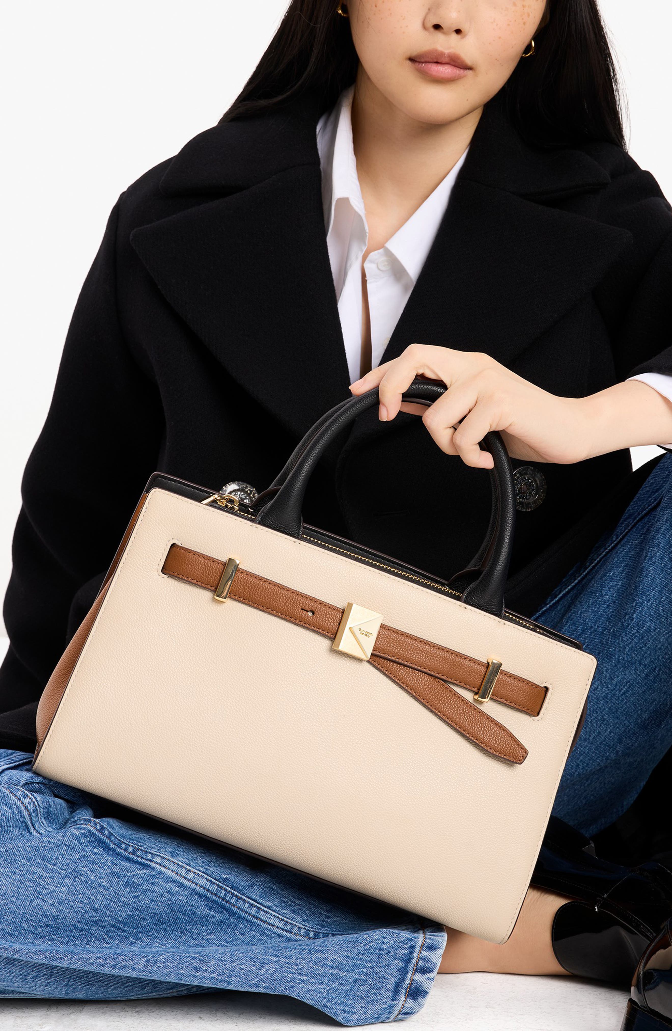 Kate Spade New York deco colorblock leather handbag, Alternate, color, 