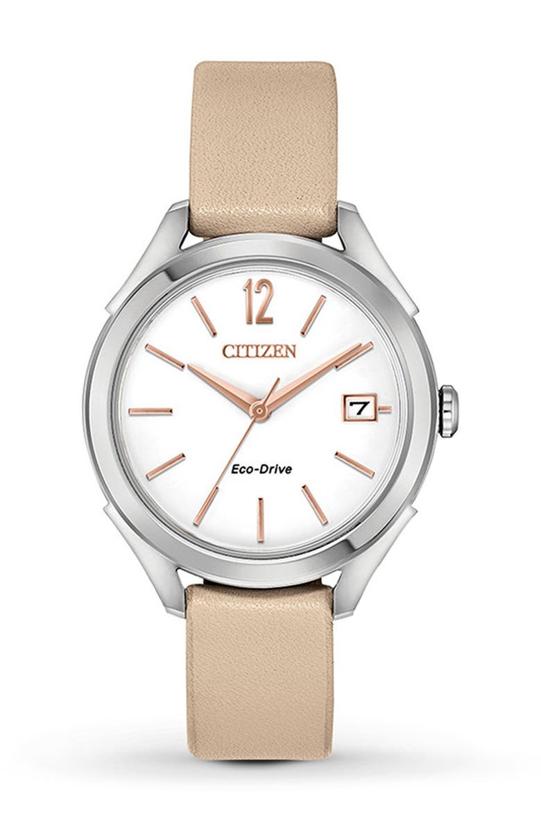 Citizen Women's Standard Leather Eco-Drive Watch, 34mm, Alternate, color, 
