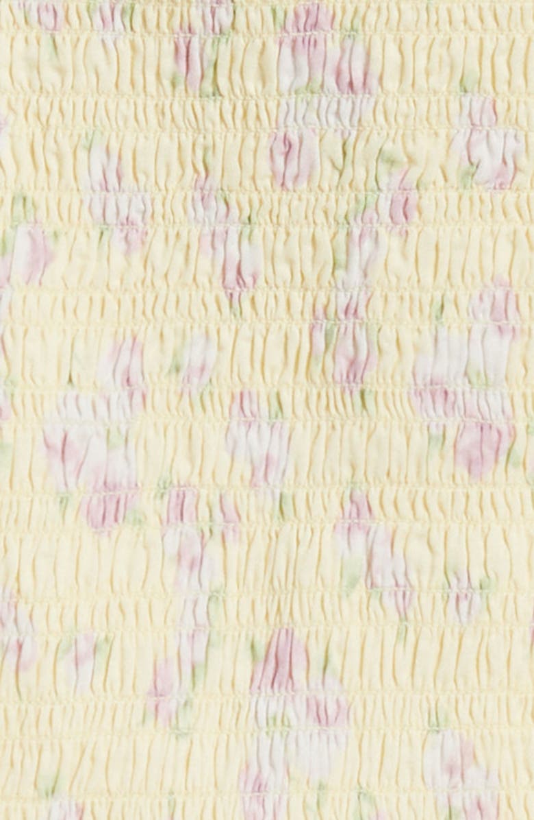 LoveShackFancy Kids' Merrinelle Smocked Cotton Crop Top, Alternate, color, Lemon Spritz