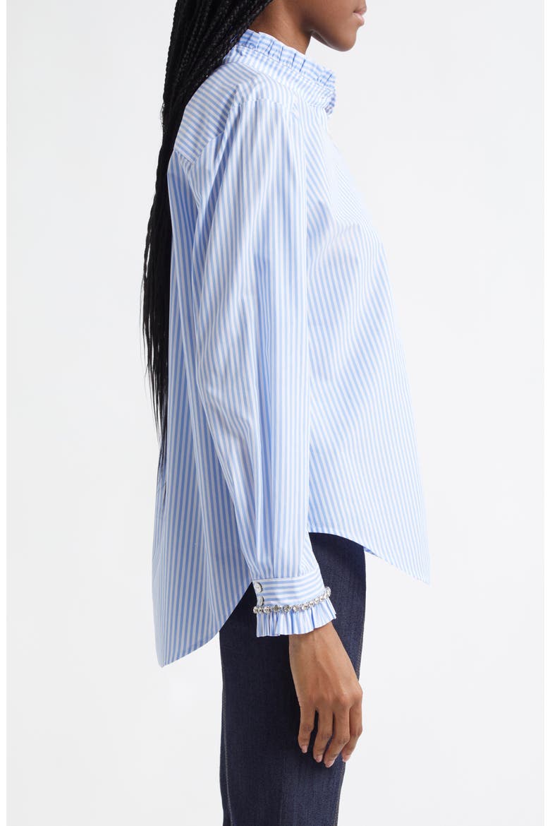 Gerda Stripe Cotton Shirt, Alternate, color, BLUE HYDRANGEA/ IVORY