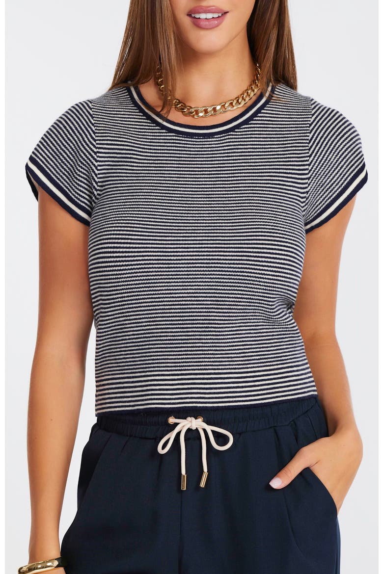 Hepburn Short Sleeve Stripe Sweater, Main, color, Stripe