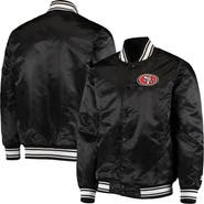 STARTER Men's Starter Black San Francisco 49ers Locker Room Satin Varsity Full-Snap Jacket